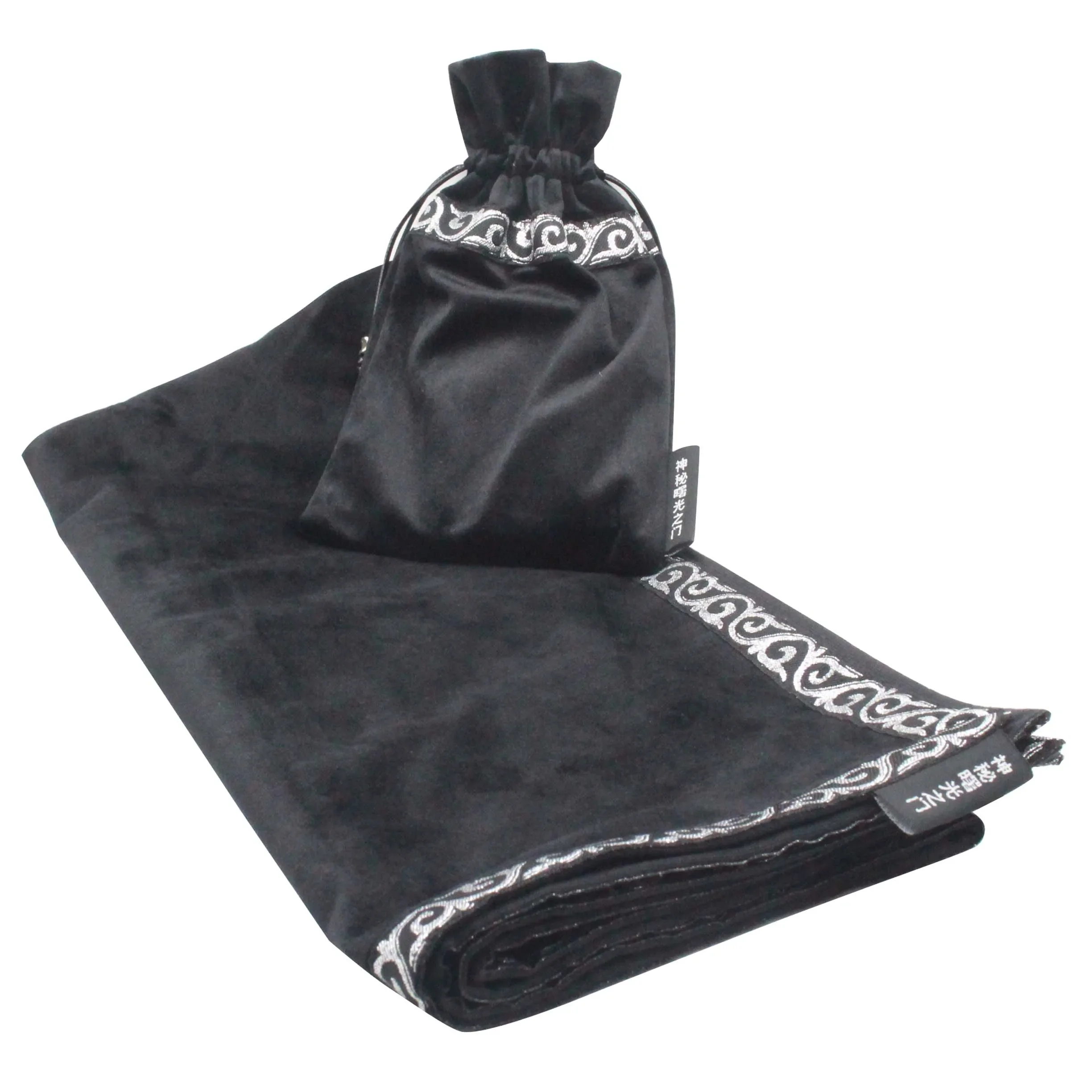 Tarot Tablecloth Altar soft Tarot Cloth Flannel Twelve Witch Board game Astrological Divination Wicca table cloth with bag black