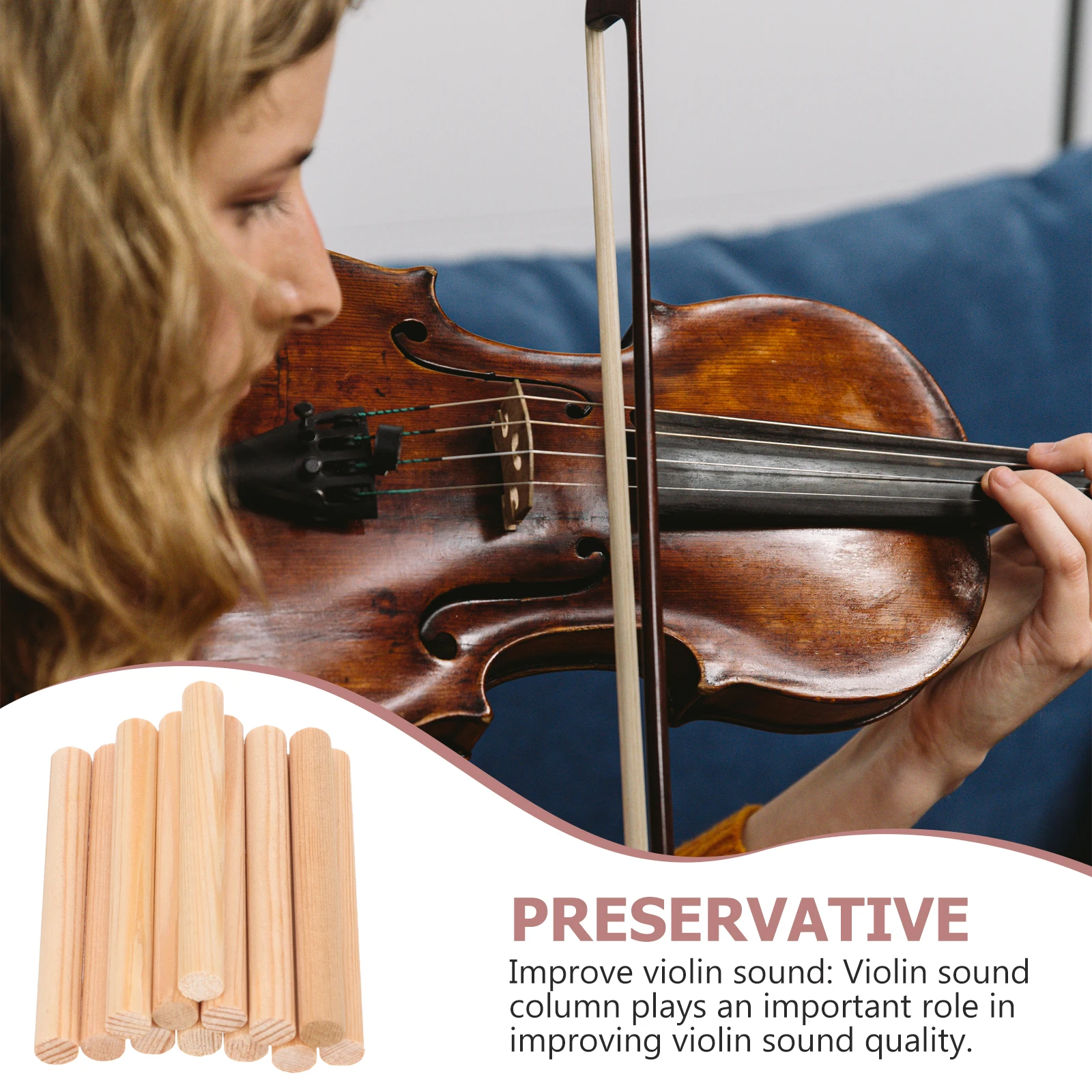 

12Pcs High-Quality Violin Sound Post Durable Wooden Material Stable Installation for Perfect Violin Performance