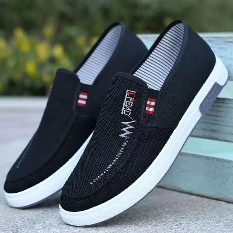 

Old Beijing Canvas Shoes Wear-resistant Breathable Men's Casual Shoes Autumn Summer Slip-on Cow Tendon Bottom Board Shoes