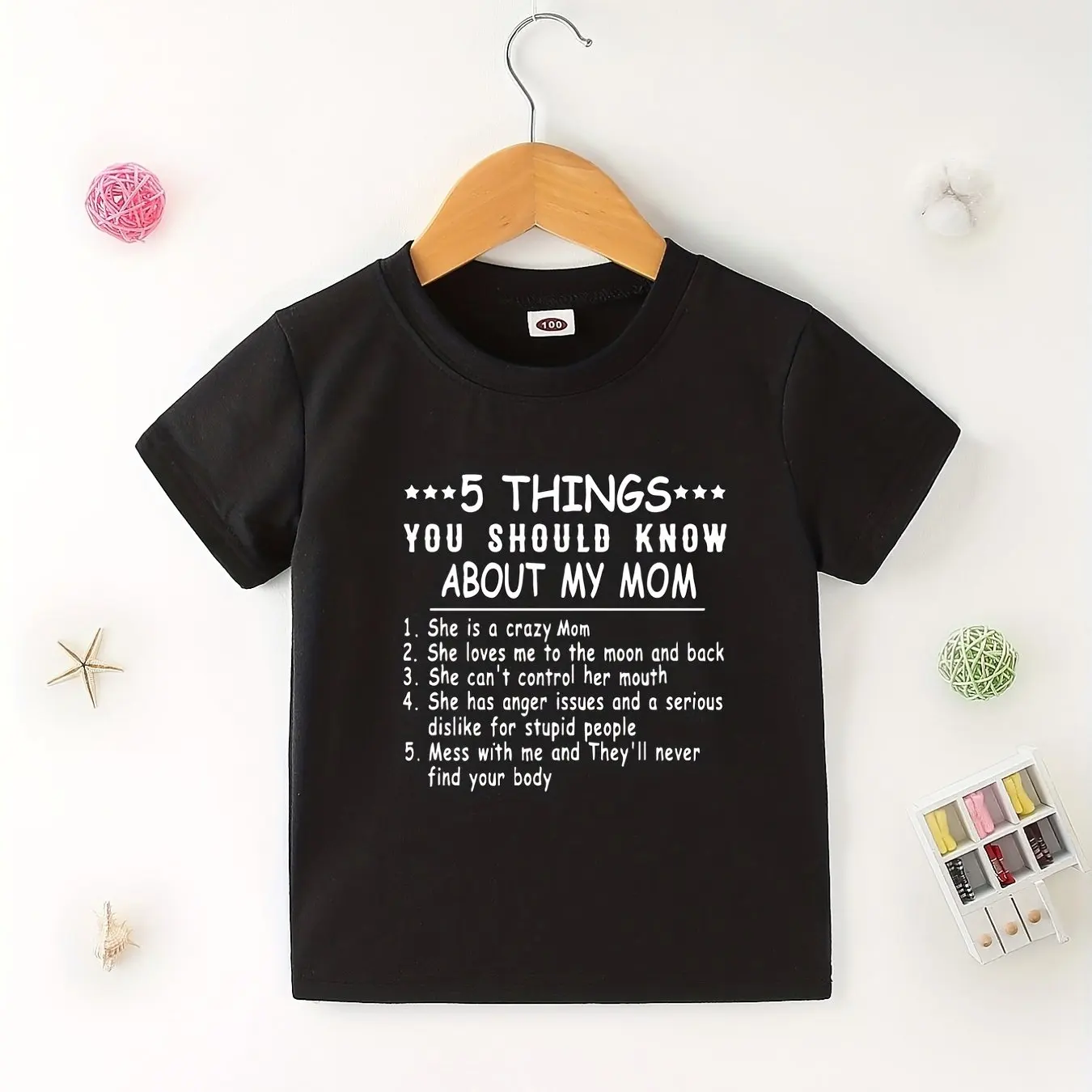 

Summer Kids T-Shirt 100% Cotton with Fun '5 Things About My Mom' Print Boys and Girls Casual Wear Comfortable and Stylish