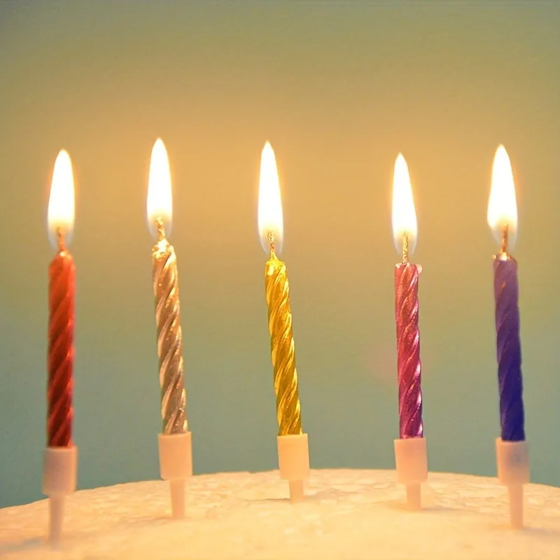 10pcs Birthday Candle, Creative Colorful Stone Wax Crystal Thread Small Candle Children's Party Cake Candle, Dessert Table Dress