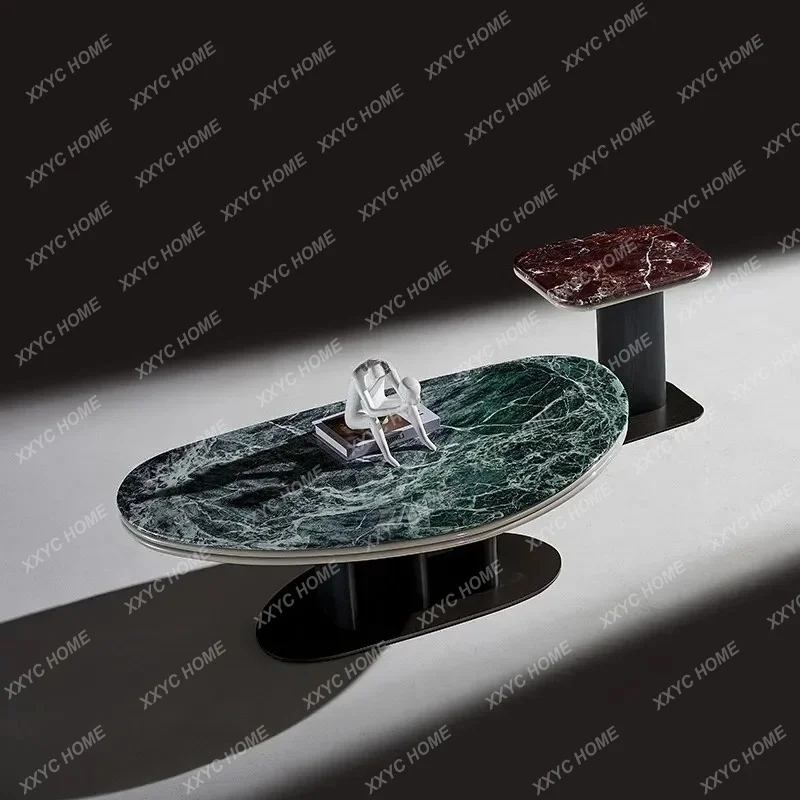 minimalist high-end luxury stone coffee table combination household small apartment marble coffee table  FT