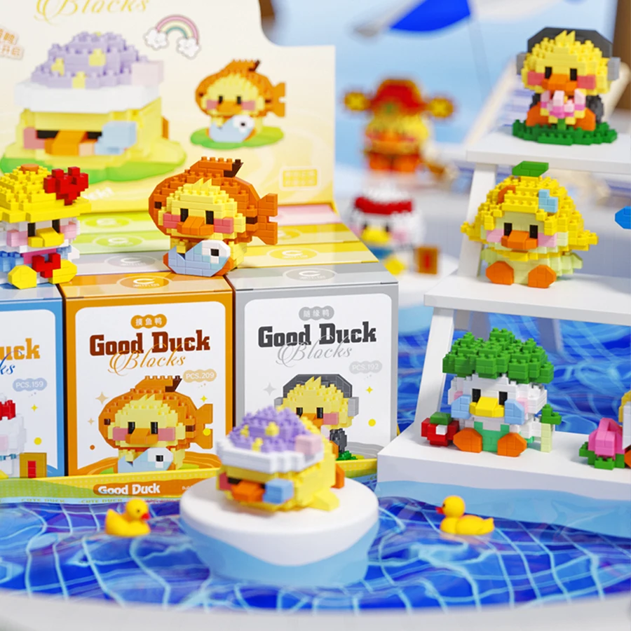 

Small duck shaped assembly, building block assembly, doll, home decoration model, toy, potted plant, flower, Christmas gift