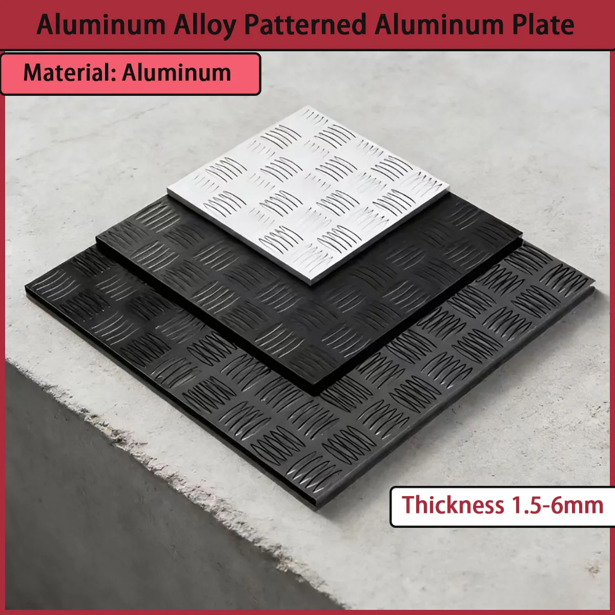Matte black/glossy black aluminum alloy patterned aluminum plate, anti slip patterned plate, thickness 1.5-6mm