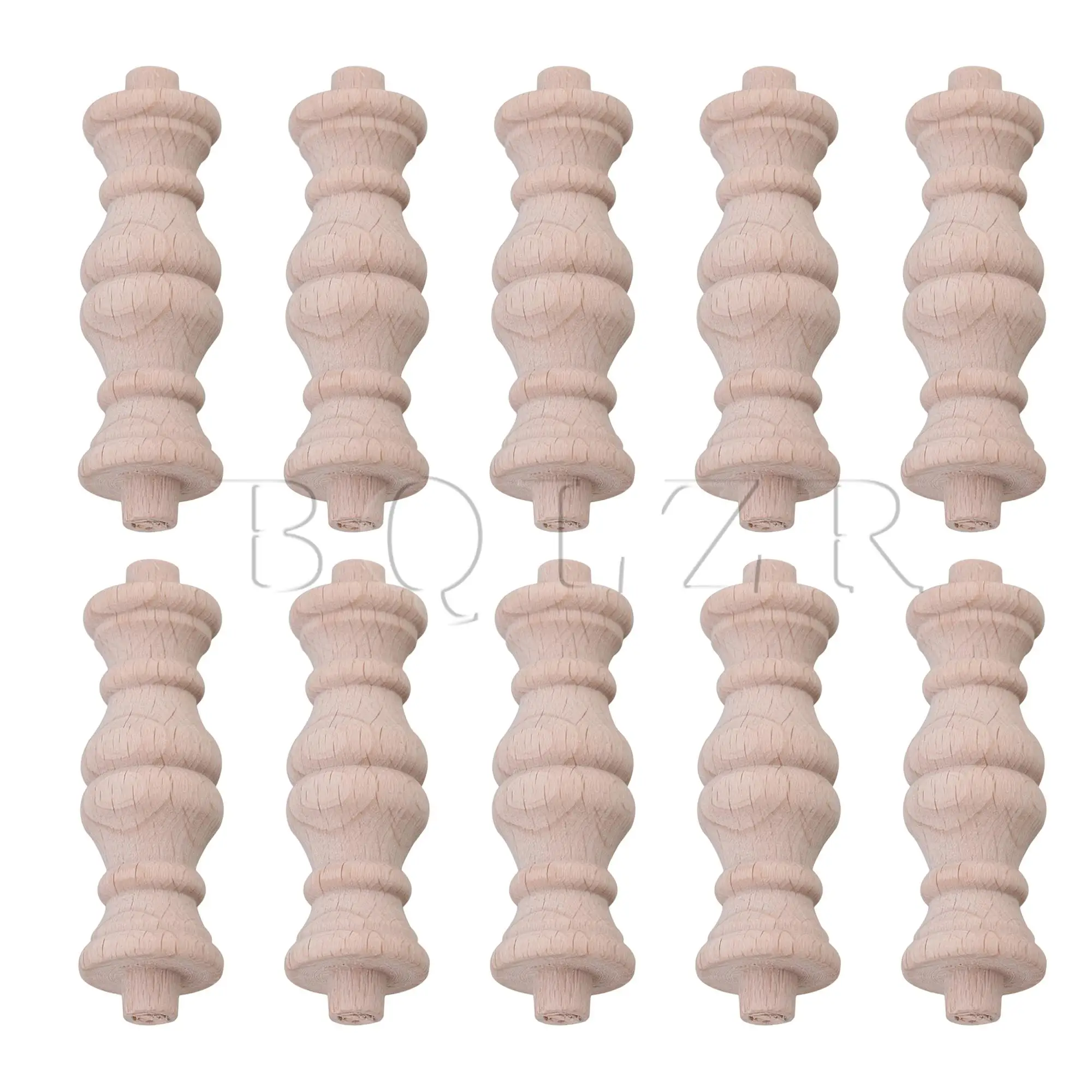 BQLZR 60x18mm Beech Unfinished Wood Spindles Baluster for Crafts Set of 10