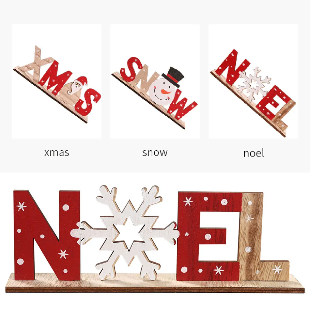 

2Pcs Wooden Alphabet Ornament Christmas Noel Wood Plaque Sign Natural Rustic Finish Desktop Decor for Holiday Home Display
