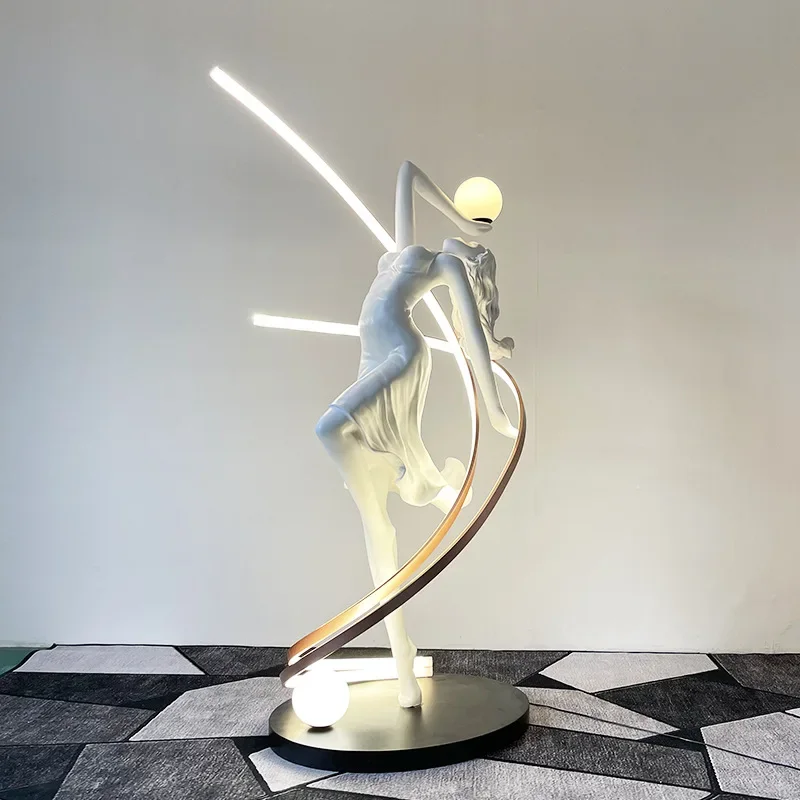 

2025 Designer sculpture lights luxury led standing lamp big human sculpture table light lamp living room bedroom hotel entryway