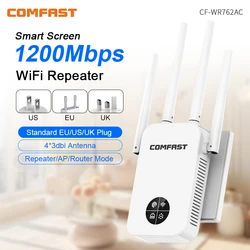 1200Mbps Repetidor De Sinal Wi fi 5G AC1200 Wifi Repeater Extender Amplificador Oled Repeteur 4 Antena Wlan Amplifier dalekiego zasięgu