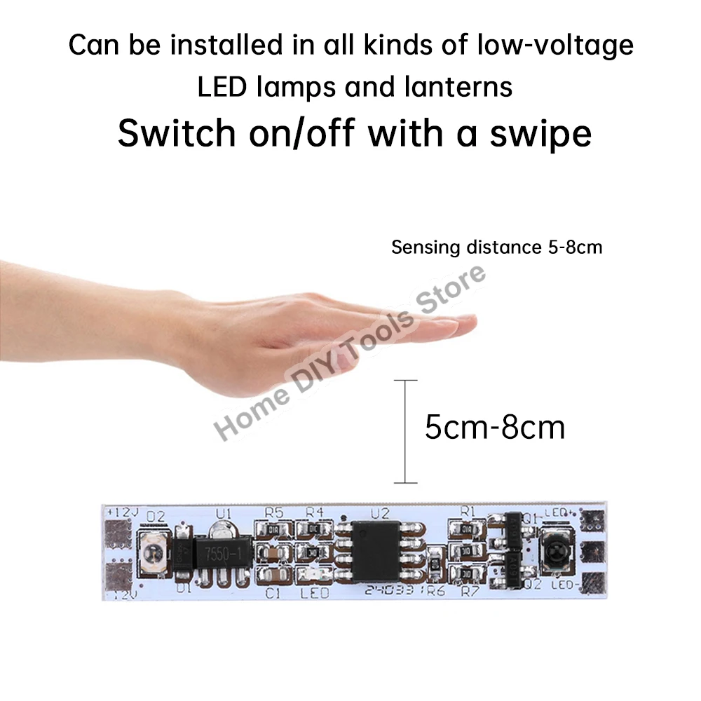 DC12-24V Hand Sweep Sensor Switch Module PIR 3 Color Dimming Motion Sensor Turn on/off Switch For LED Strip Light Kitchen Closet