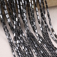 9x3x3mm Rectangular Long Tube loose bead Hematite Black Natural Stone for jewelry Making Neckalce Bracelet Accessories DIY 45pcs