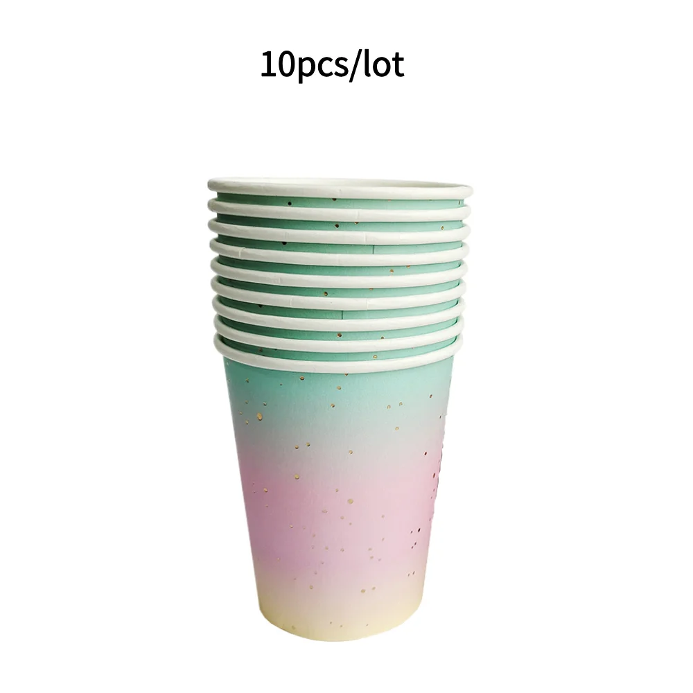 10PCS Farbige Pappbecher Gold Dot Rosa Blau Einwegbecher Hochzeit Geburtstag Party Einweggeschirr Einweg Pappbecher Set – Detail 11