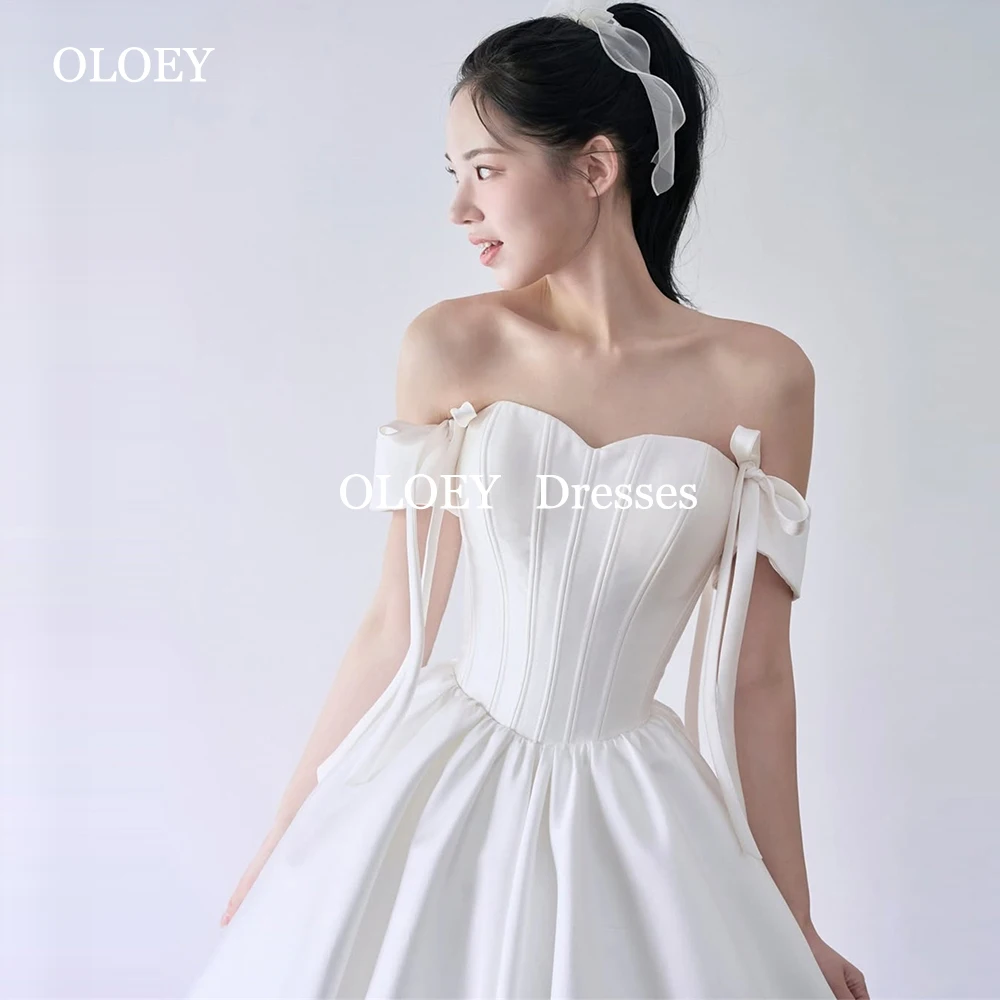 

OLOEY Elegant Off Shoudler A Line Wedding Dresses Korea Photoshoot Sweetheart Floor Length Bride Gowns Customized vestidos de no