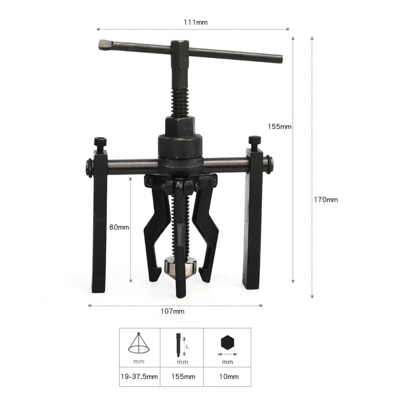 5 PCS 3-jaw Bearing Puller Motorcycle Bearing Remover Bearing Extractor Puller Motorcycle Repairs Utility Tool with Storage Box