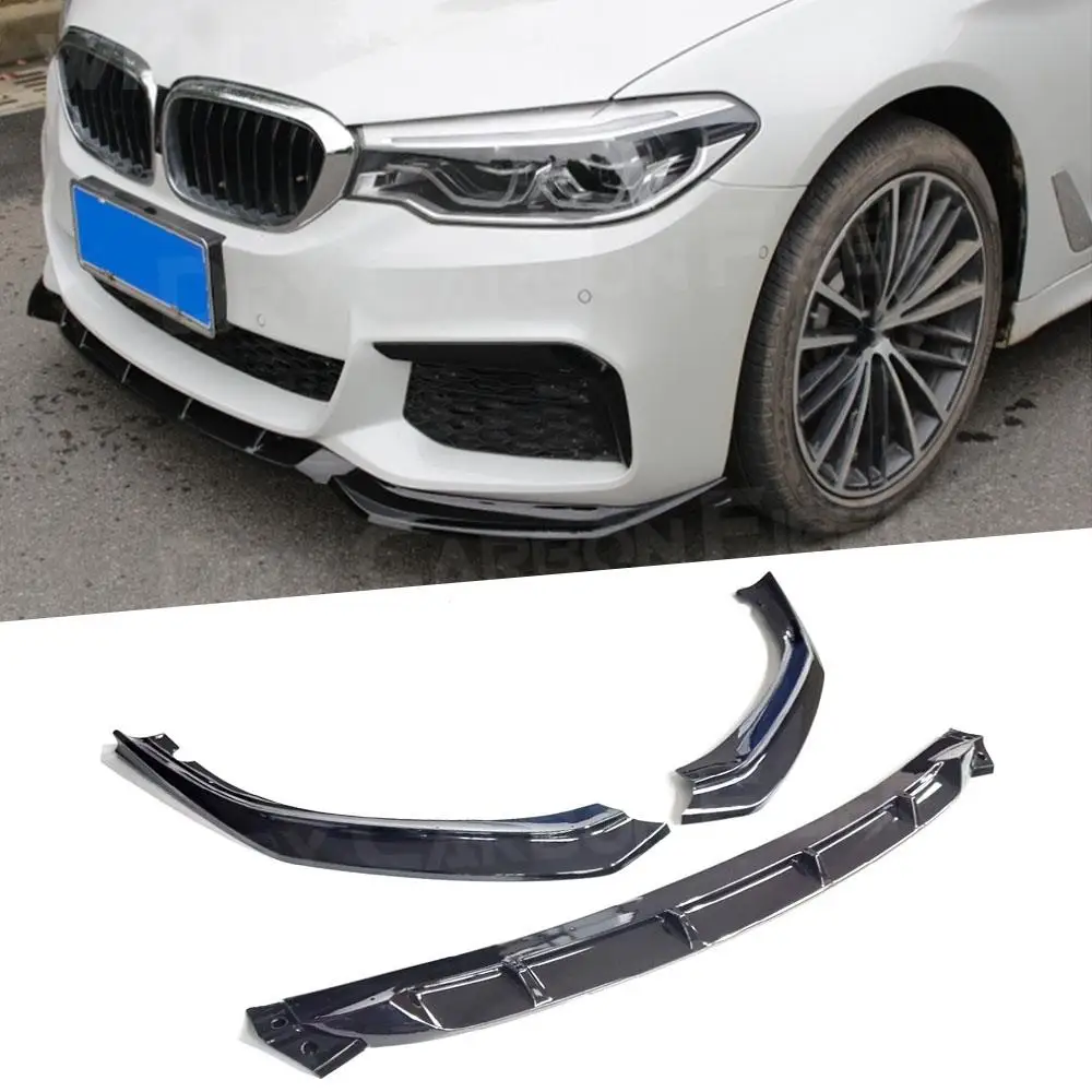 

3PCS Carbon fiber ABS Gloss Black Car Front Bumper Lip Splitters for BMW 5 Series G30 G38 540i M Sport 2017-2019