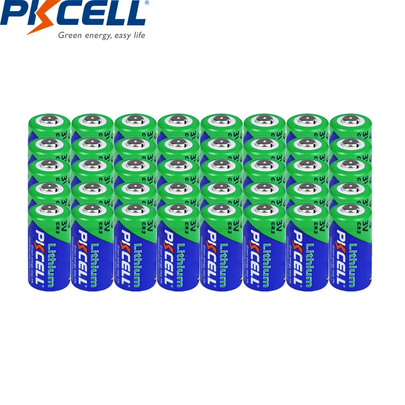 

50PC PKCELL CR2 850mAh 3V Lithium Battery Non-Rechargeable Battery for Microphones Camera Smoke Detector Doorbell Flashlight