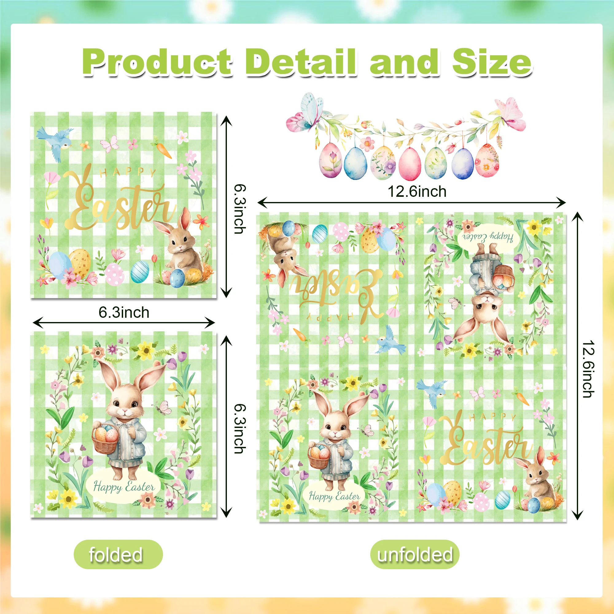 20pcs/32*32cm Easter Bunny Printed Napkins Disposable Paper Dinner Serviette Easter Egg Pattern Paper Placemats Party Decor