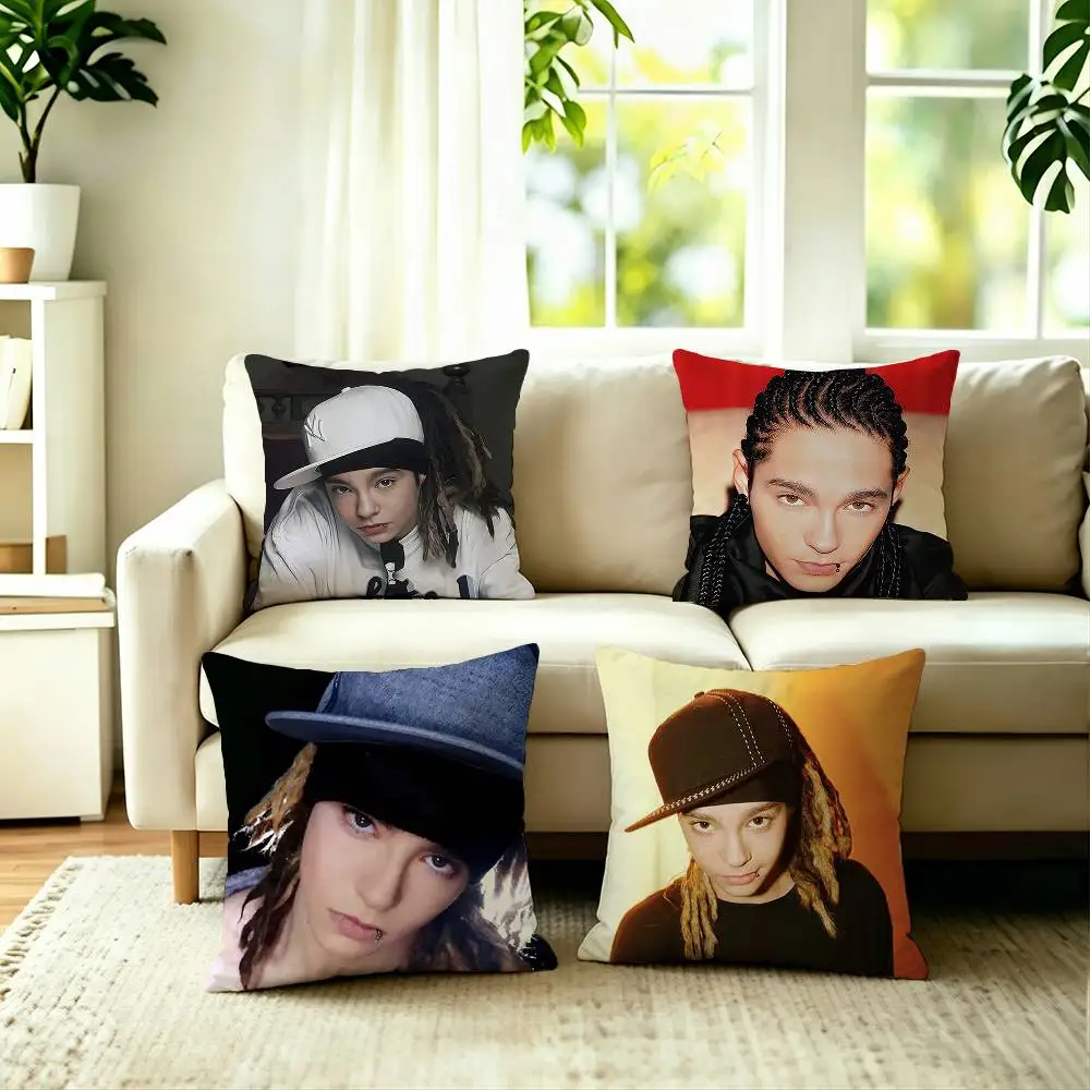 Tokio Hotel Tom Kaulitz Pillow Case Square Double-Sided Sofa Cushion Cover Bedroom Bedside Pillow