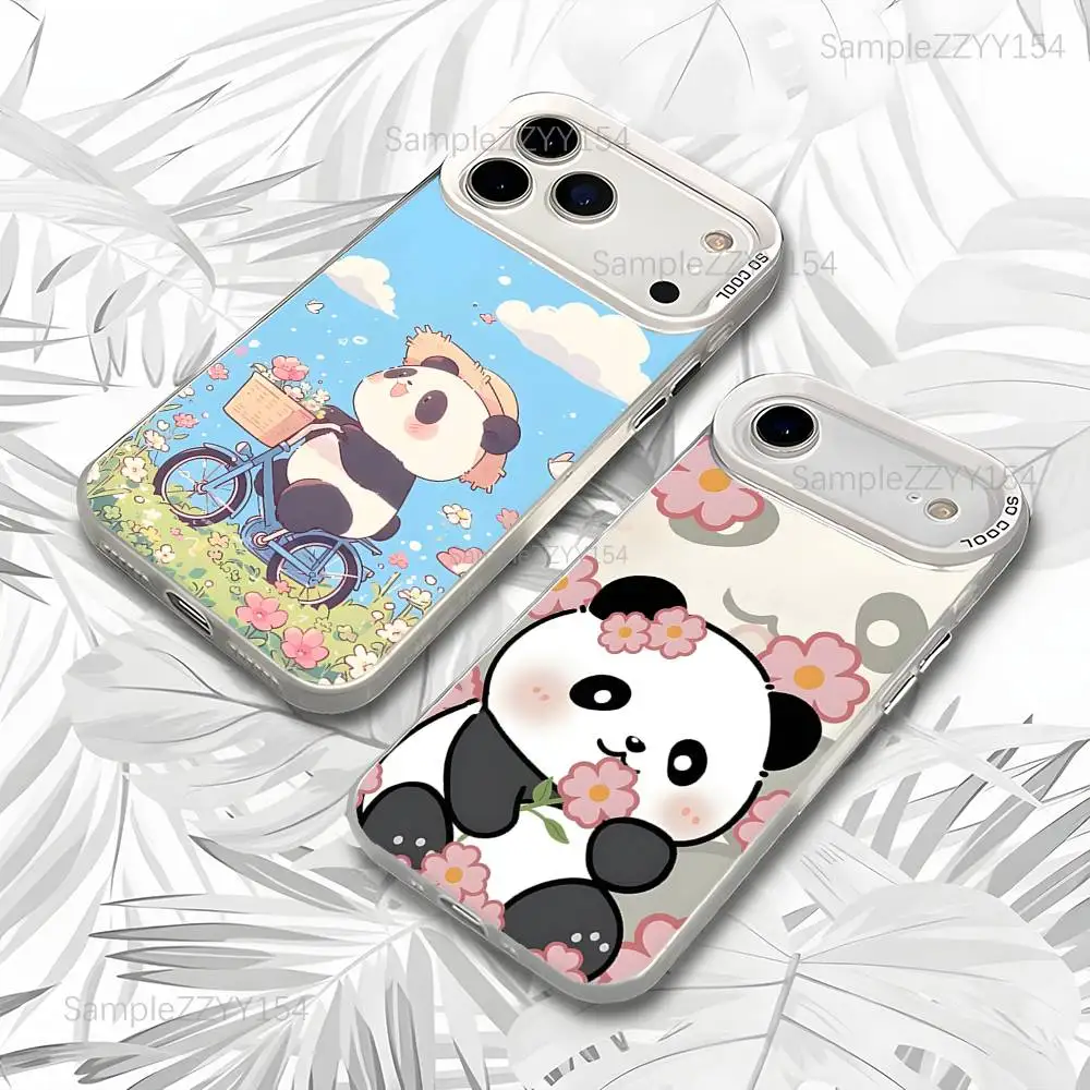 

Cute Panda Phone Case For iPhone 17,16,15,14,13,12,X,8,Pro,Max,Plus,E,SE4,Air,Mini White IMD Matte