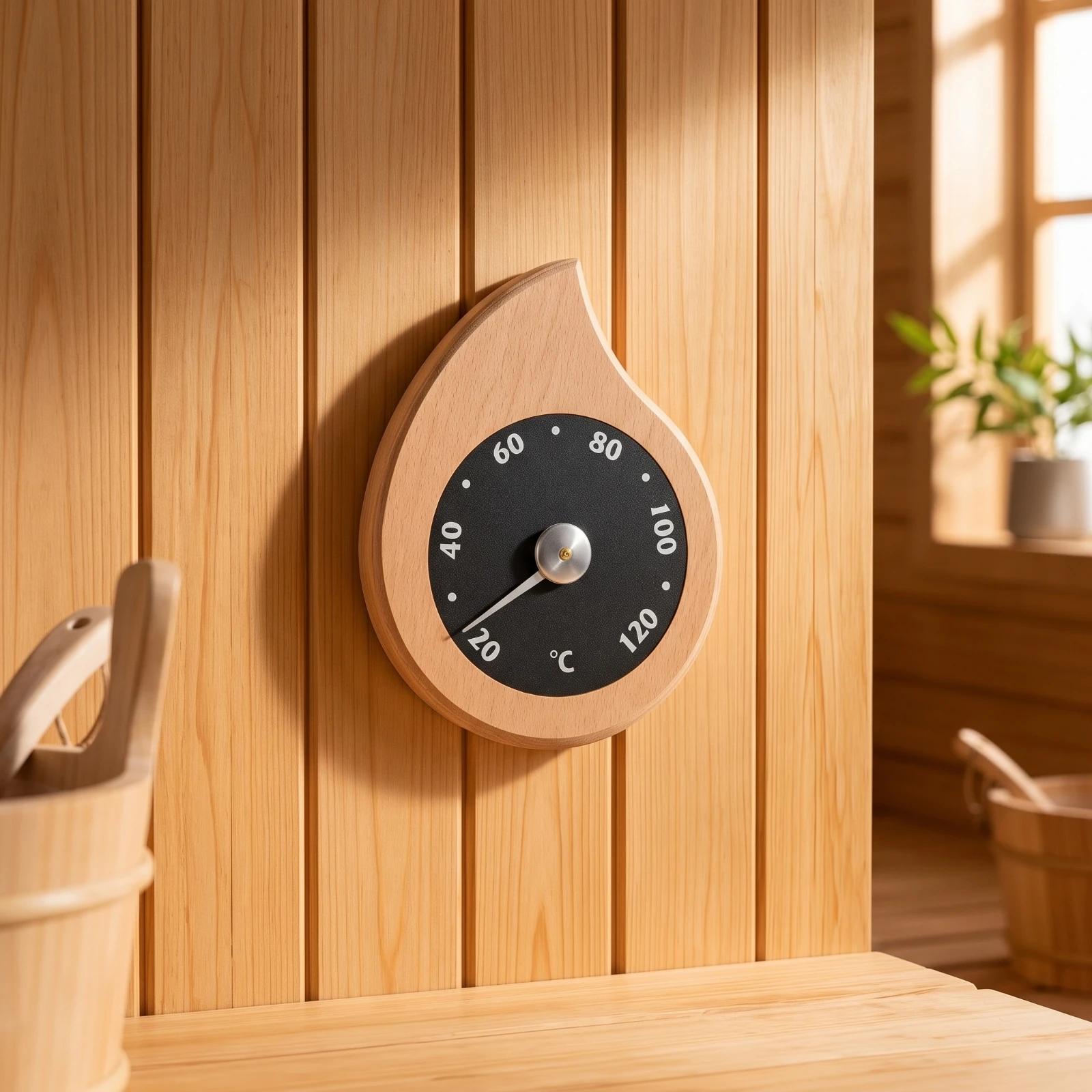 Sauna Thermometer Droplet-Shaped Sauna Temperature Gauge Wall Thermometer Mechanical Temperature Gauge Easy to Read