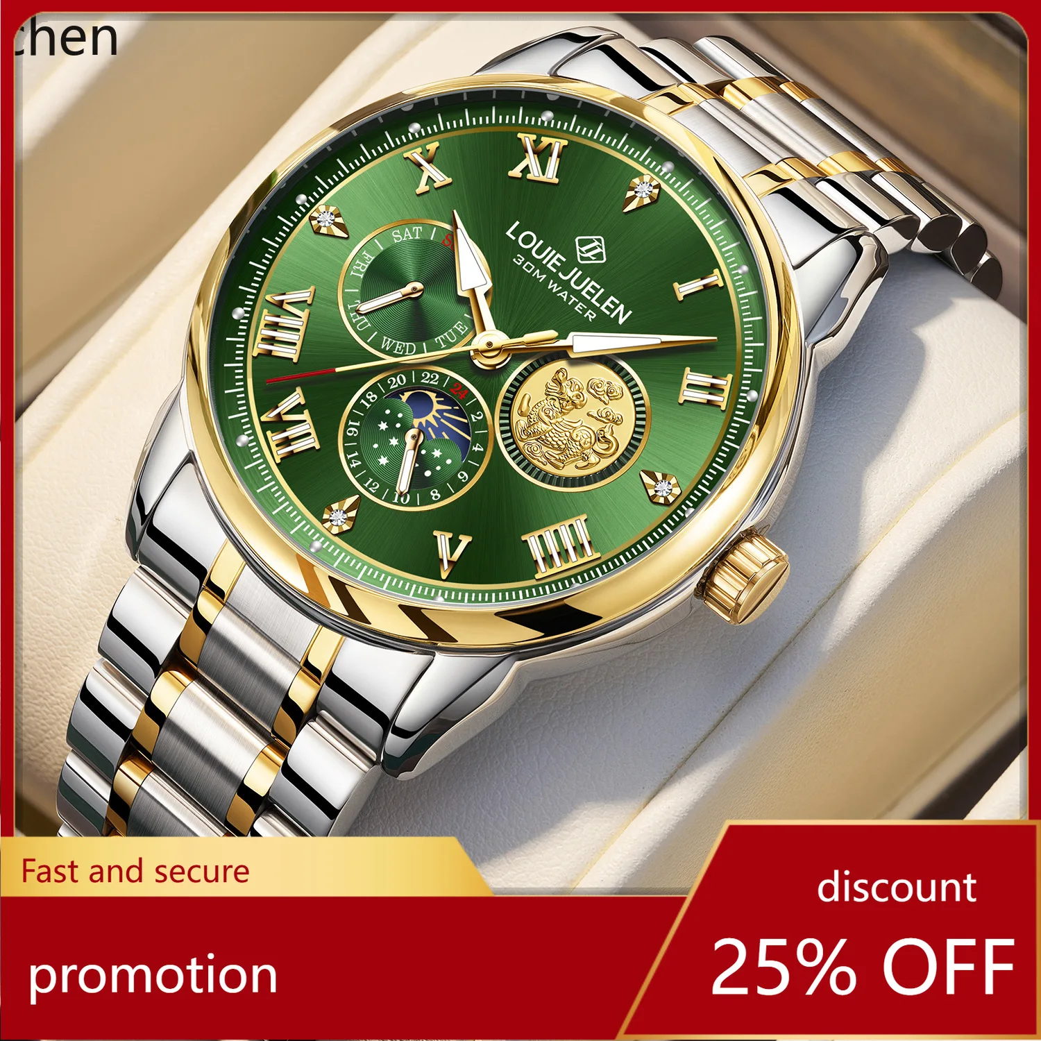 

Zml men's watch - luminous moon & stars quartz watch for boys