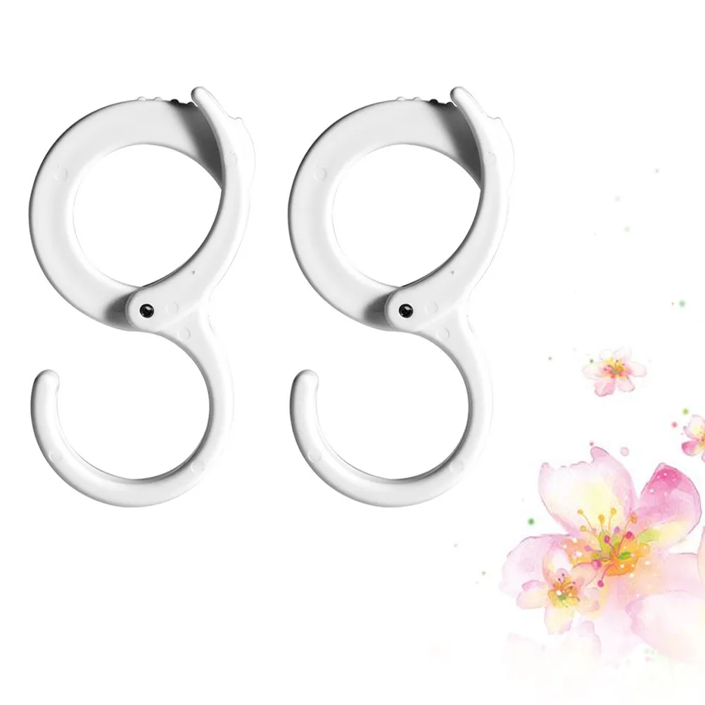2Pcs Buckle Clothes Hooks Plastic Pole Attachment Clothes Hanging Hook Sturdy Weight Bearing Kitchen Bathroom Garage Organizer