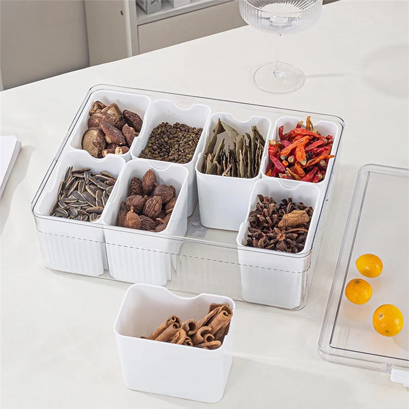 

【Superdeals】Large Snackle Box - Divided Serving Tray With Lid - Charcuterie Container For Portable Snack - Clear Organizer