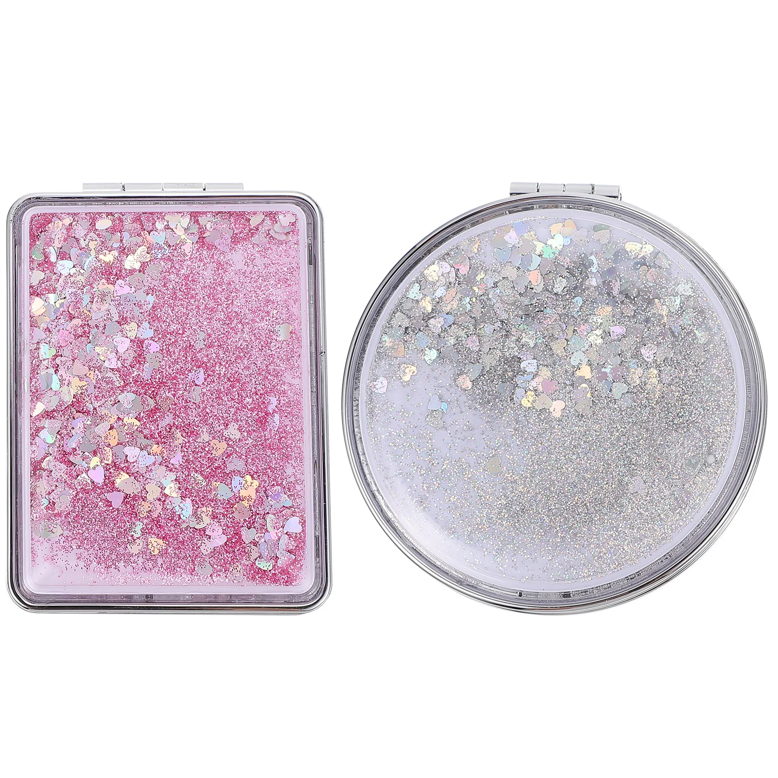 2Pcs Double-Sided Foldable Compact Makeup Mirrors Portable Mini Mirror Slim Lightweight Pocket Vanity Mirror Outdoor