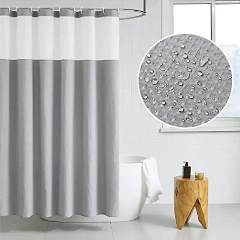 Minghe Fabric Shower Curtain with Removable Liner,Heavy Duty Cloth Shower Curtain Waterproof Bathroom Shower Curtain