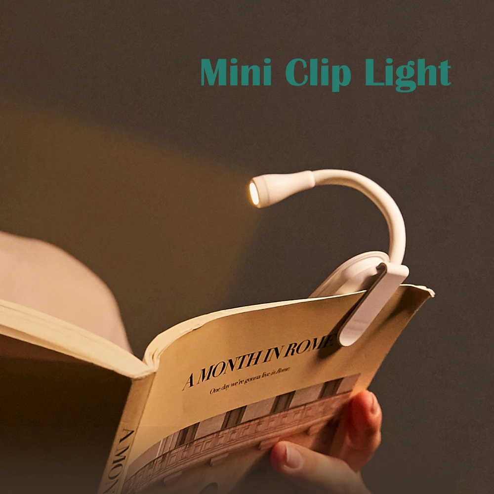 10Pcs Mini Clip Light LED Nightlight Rechargeable Hose Table Lamp for Reading Book Lighting Holiday Gifts for Children