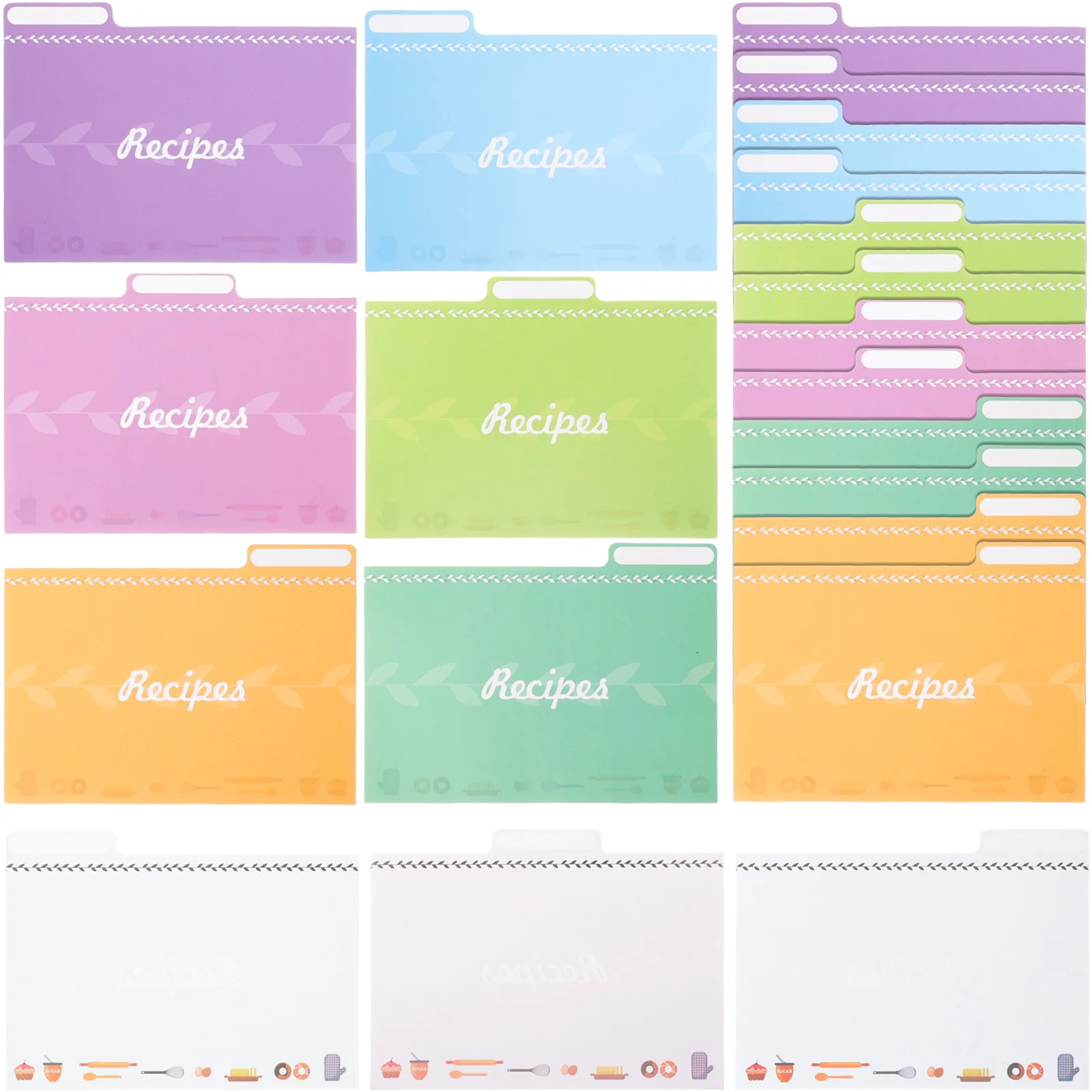 25 قطعة بطاقات الوصفة عالية الجودة سطح أملس زوايا مدورة مريحة المطبخ الطبخ ملاحظة بطاقات DIY بها بنفسك فواصل كتاب الطبخ الغذاء