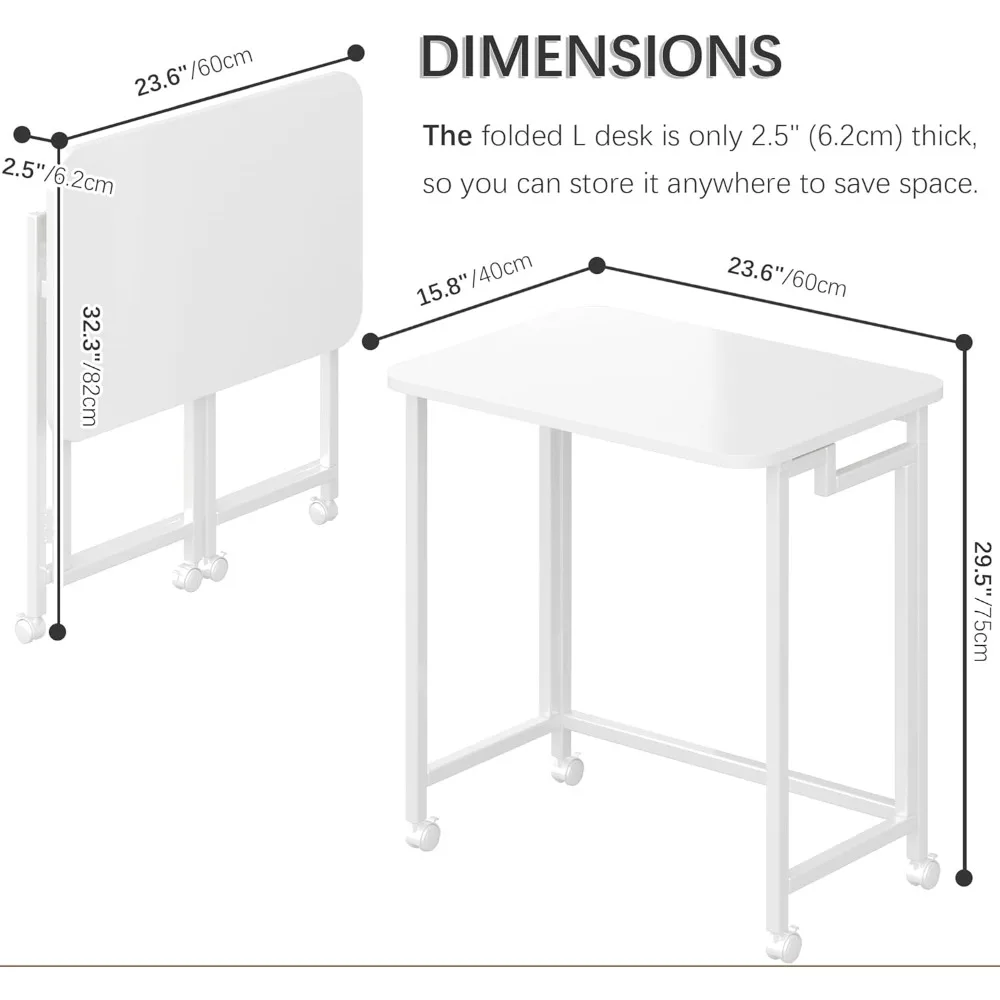 مكتب كمبيوتر محمول قابل للطي مع عجلات للمساحات الصغيرة، طاولة كمبيوتر متنقلة للاستخدام المكتبي لمنطقة الأريكة