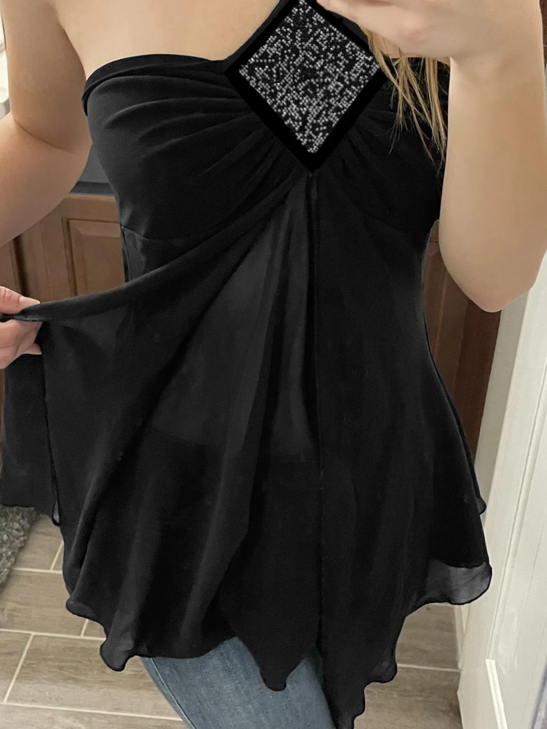 Romore Vintage violet paillettes décoré Me Ne sangle suspendue gilet à la mode Bal Design trajet Sle coupe ample haut pour femme