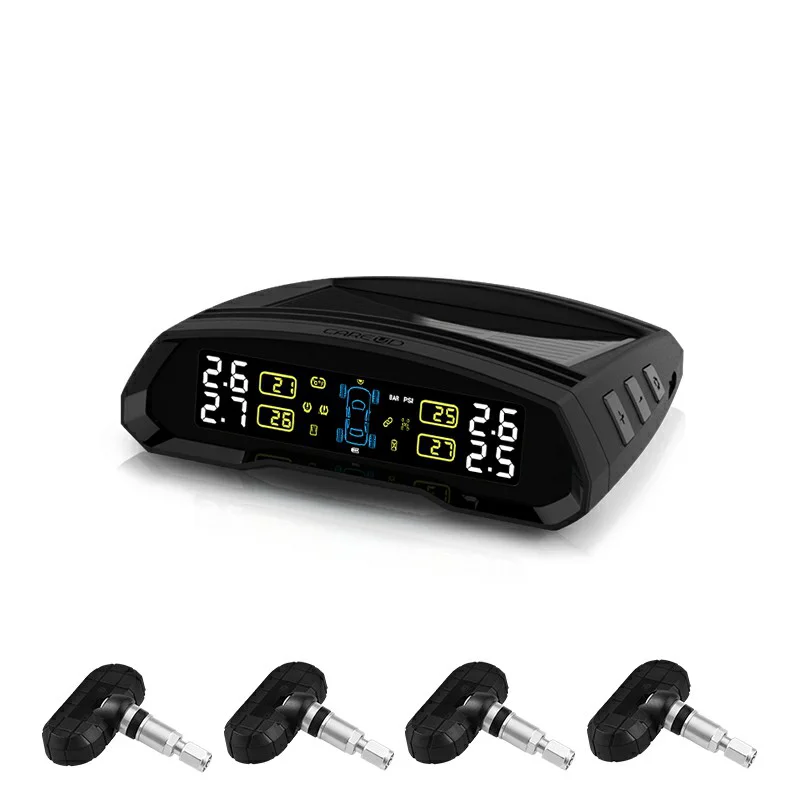 

Solar TPMS Car Tire Pressure Alarm mon itor System Display Intelligent Temperature Warning Fuel Save with 4 Internal Sensors