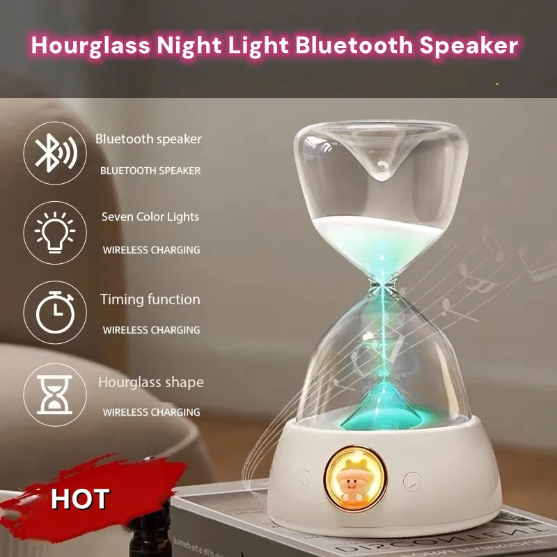 Bedroom Bluetooth Speaker Hourglass Light Music Box Touch Sensitive Button Night Light MP3 Music Player Gift Caixa De Som