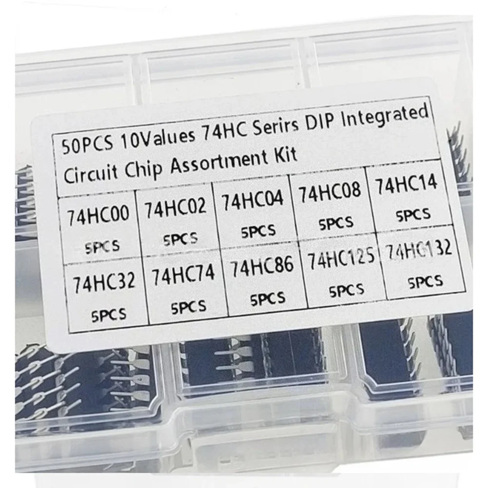 DT75BG 74HC Series IC Assortment 50Pcs 10 Types DIP Integrated Circuit Chips Kit for Electronics Experiment STEM Education