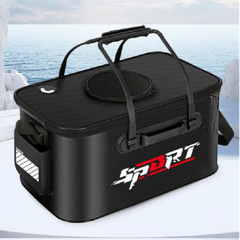 Multifunction Fishing Bucket EVA Foldable Fishing Tackle Boxes Live Fish Keep Fresh Barrel Storage Bag With Side Hood Pocket