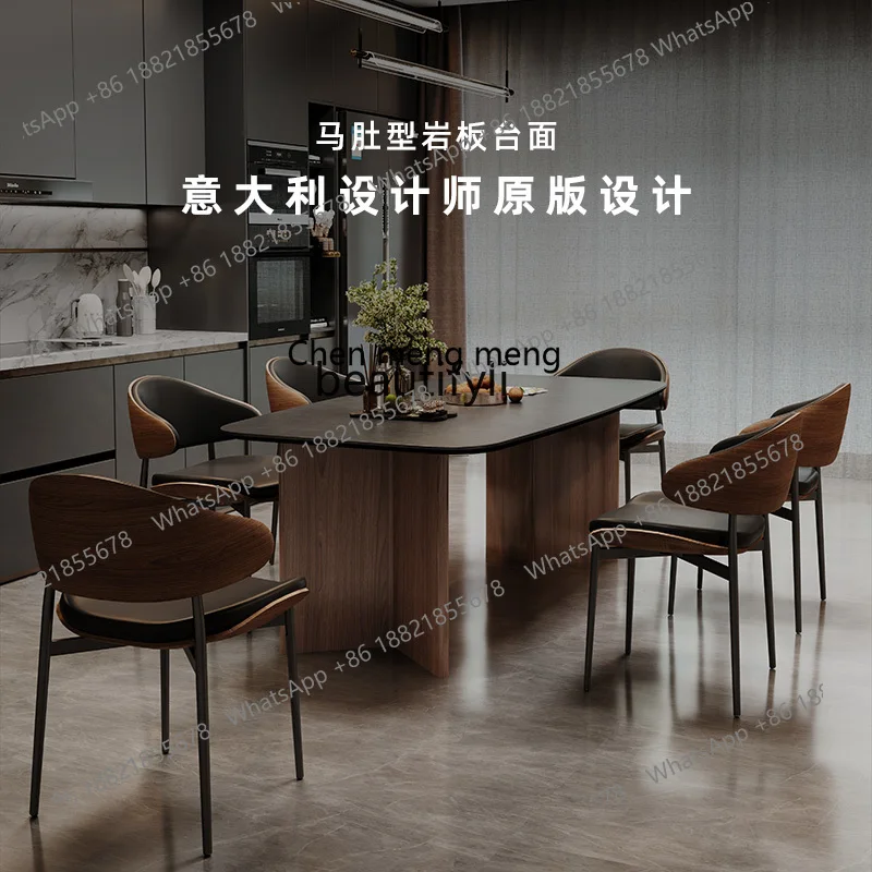 z183 Retro high-end small apartment French style square and round dual-purpose stretched solid wood slate dining table