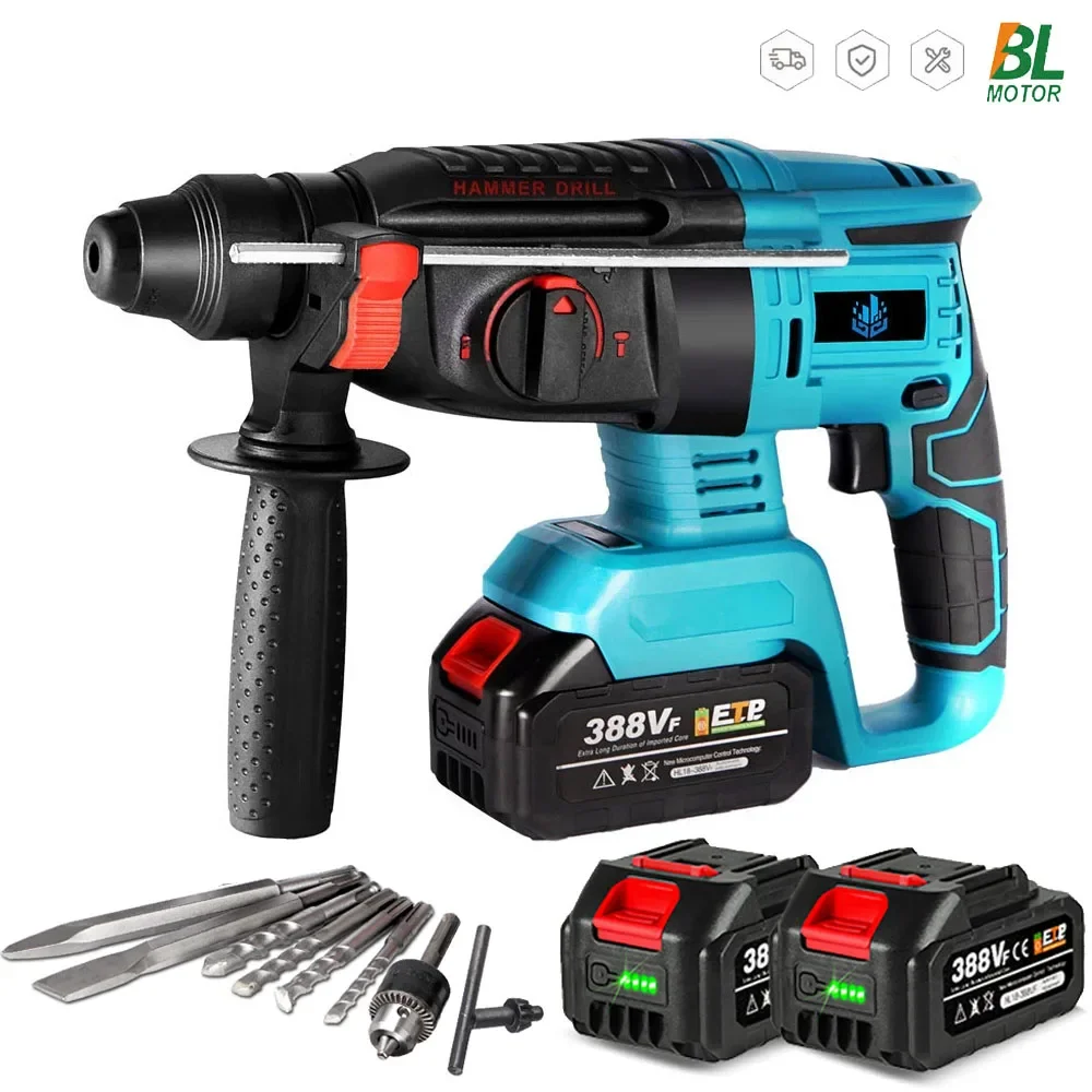 Martelo Elétrico sem Escova Recarregável Broca de Impacto sem Fio Chave de Fenda Funções Ferramenta Elétrica para Makita Bateria 18v 26 mm