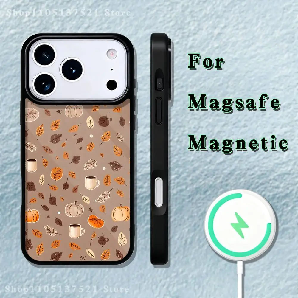 Autumn leaves pumpkin Phone Case  For iPhone 17,16,15,14,13,12,11,Pro,Max,Plus,Mini,SE4,E Magnetic Magsafe Wireless Charging