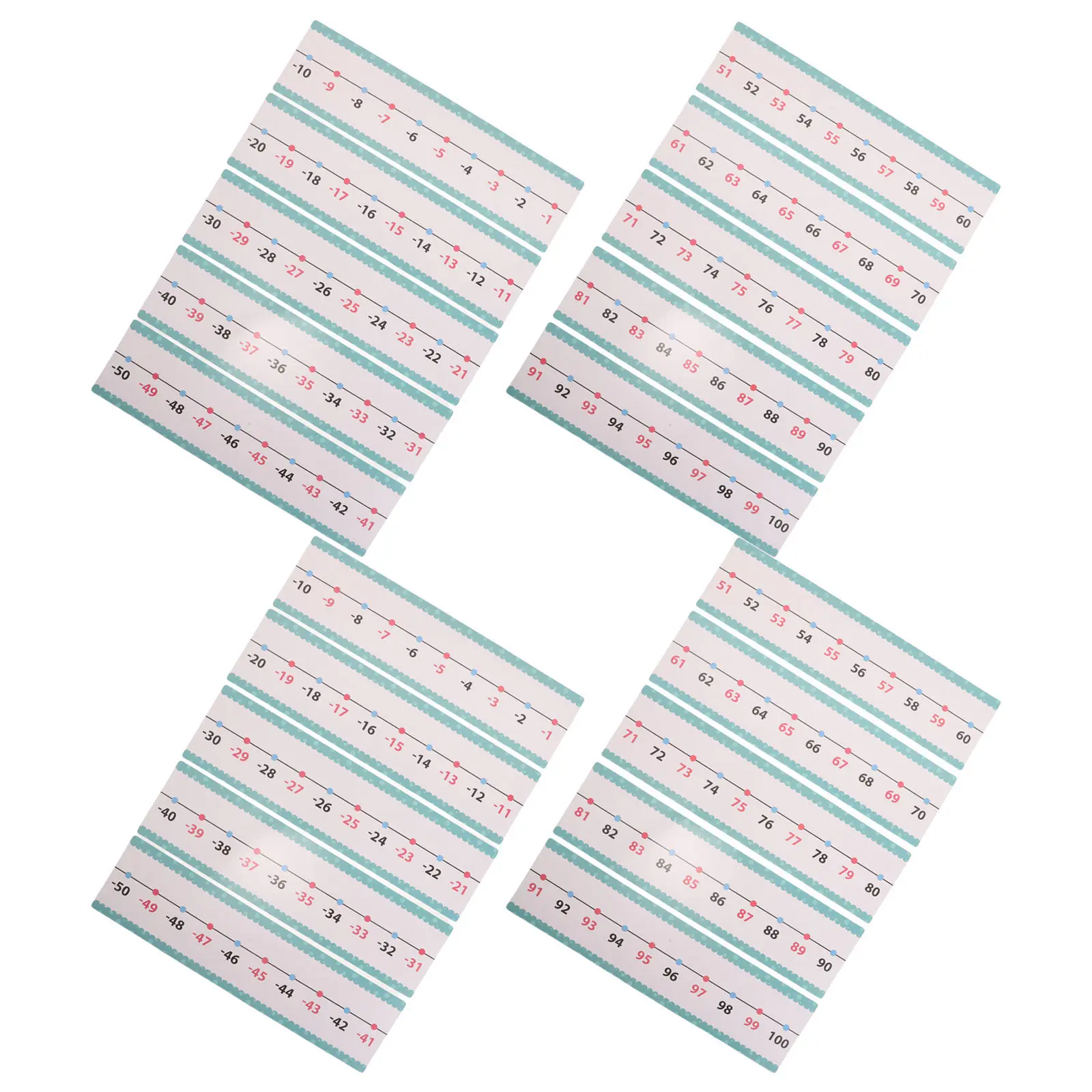 20Pcs Math Number Line Dry Erase Cards -100 to 100 for Addition Subtraction Teaching Tool Elementary Teacher Supplies