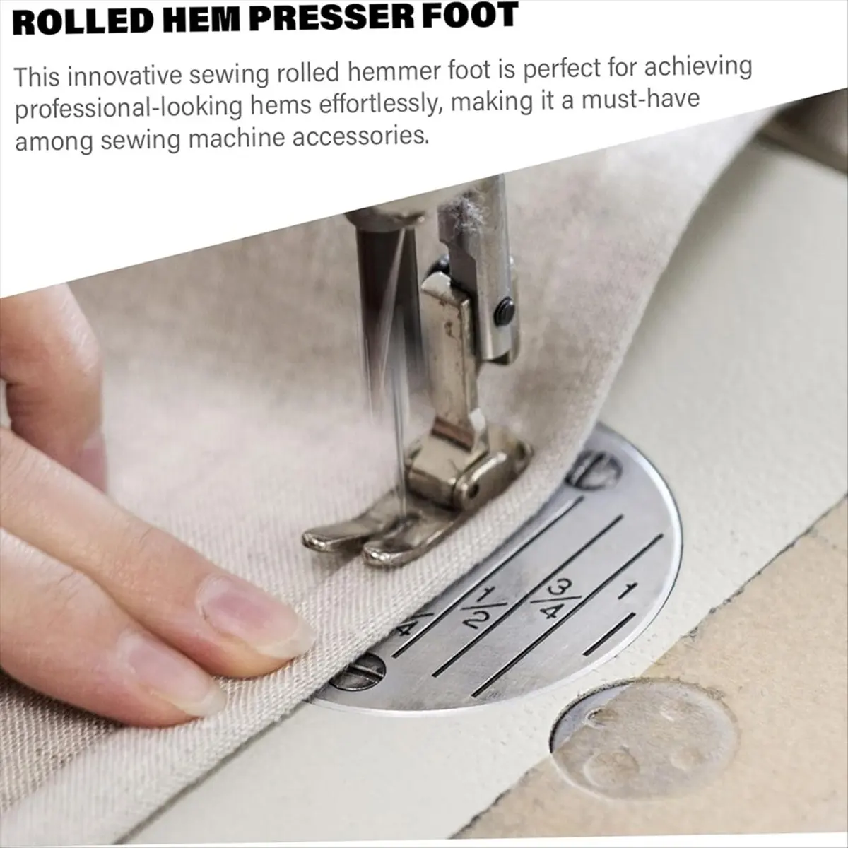 PROMOTION!2Pcs Rolled Hem Presser Foot, Adjustable Zipper Guide Hem Foot Seam Guide, Roller Hemmer Foot for Industrial