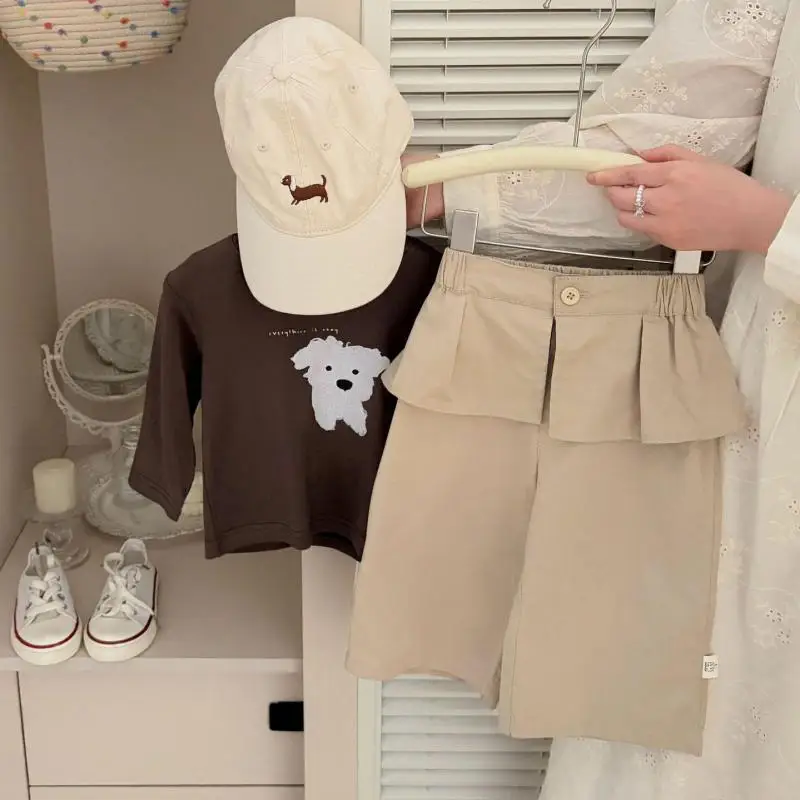 2026 Autumn New Children Loose Trousers Solid Girls Ruffle Straight Leg Pants Toddler Casual Pants Fashion Kids Clothes
