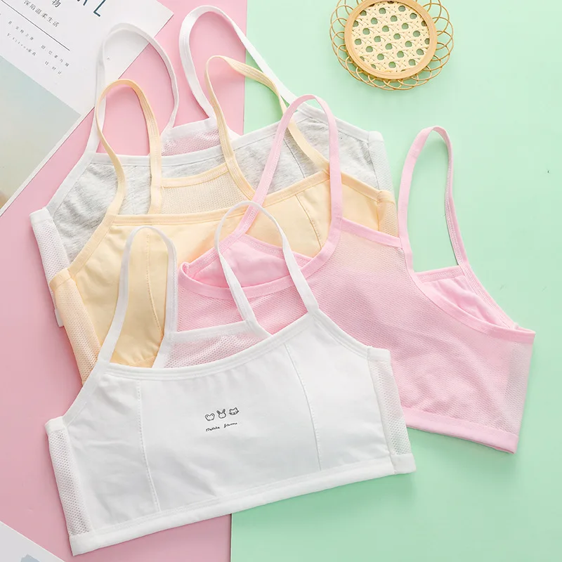 Summer Cotton Mesh Girls Camisole Small Vest Developmental Students Children Children Girls Big Girls Underwear Bra Girls Bra