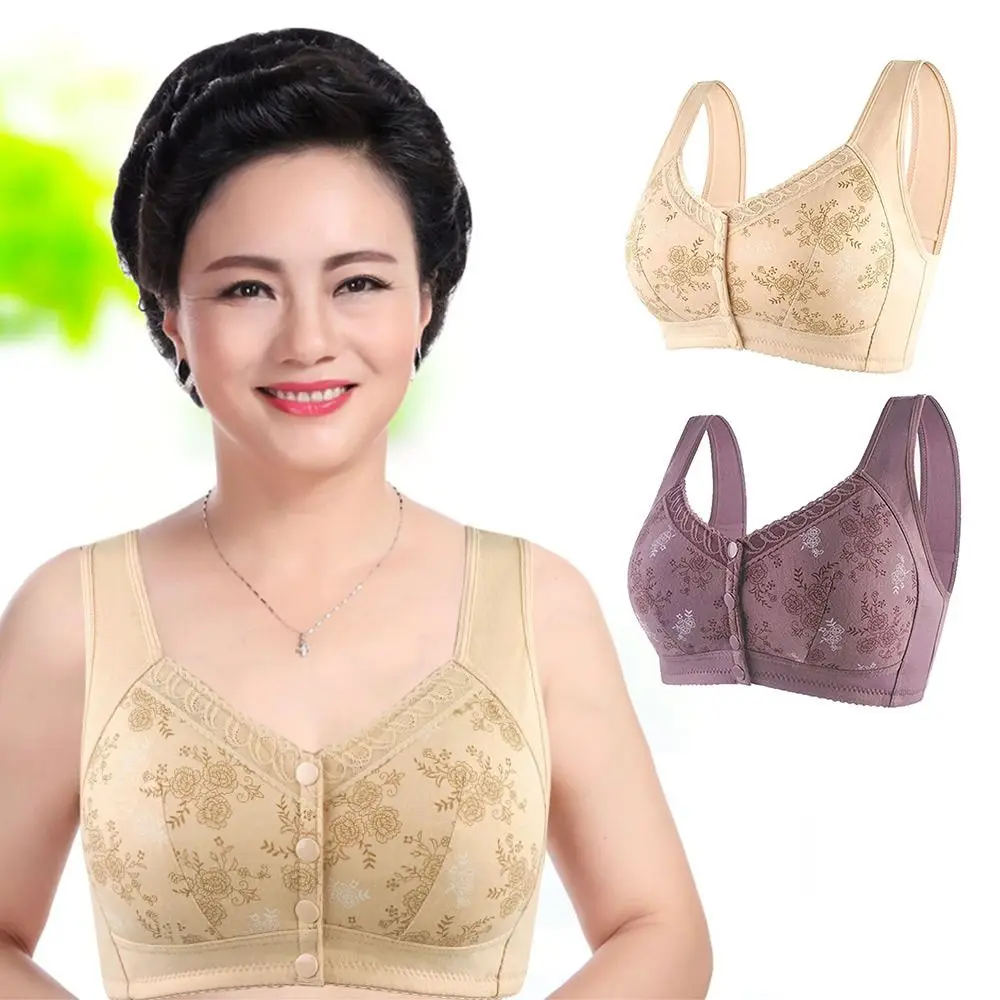 

for Seniors Cotton Front Closure Full Cup Bra Floral Wirefree Bra Stylist Bra Women Bra