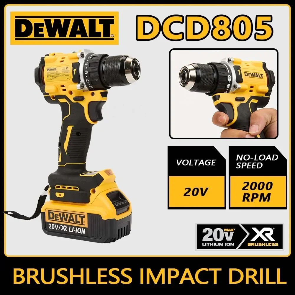 DEWALT DCD805 Brushless compact percussion drill electric drill rechargeable lithium electric multi-function dril
