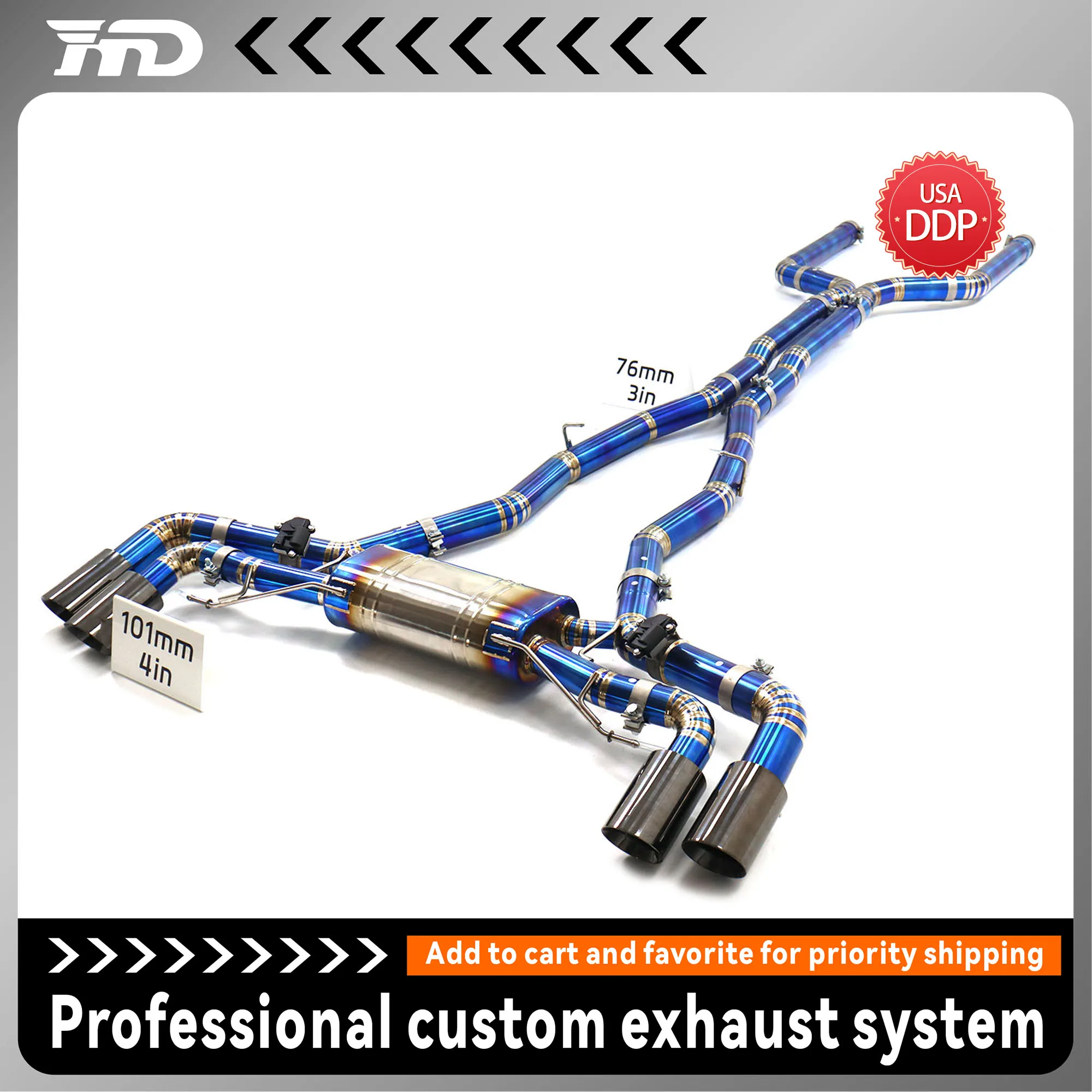 

HMD Ti Exhaust System Performance Catback for BMW X5M X6M F95 F96 Muffler With Valves