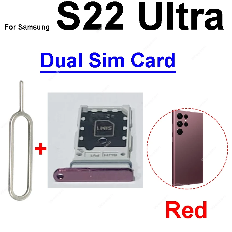 Dual Sim Card Tray for Samsung S22 S22 Plus S22 Ultra