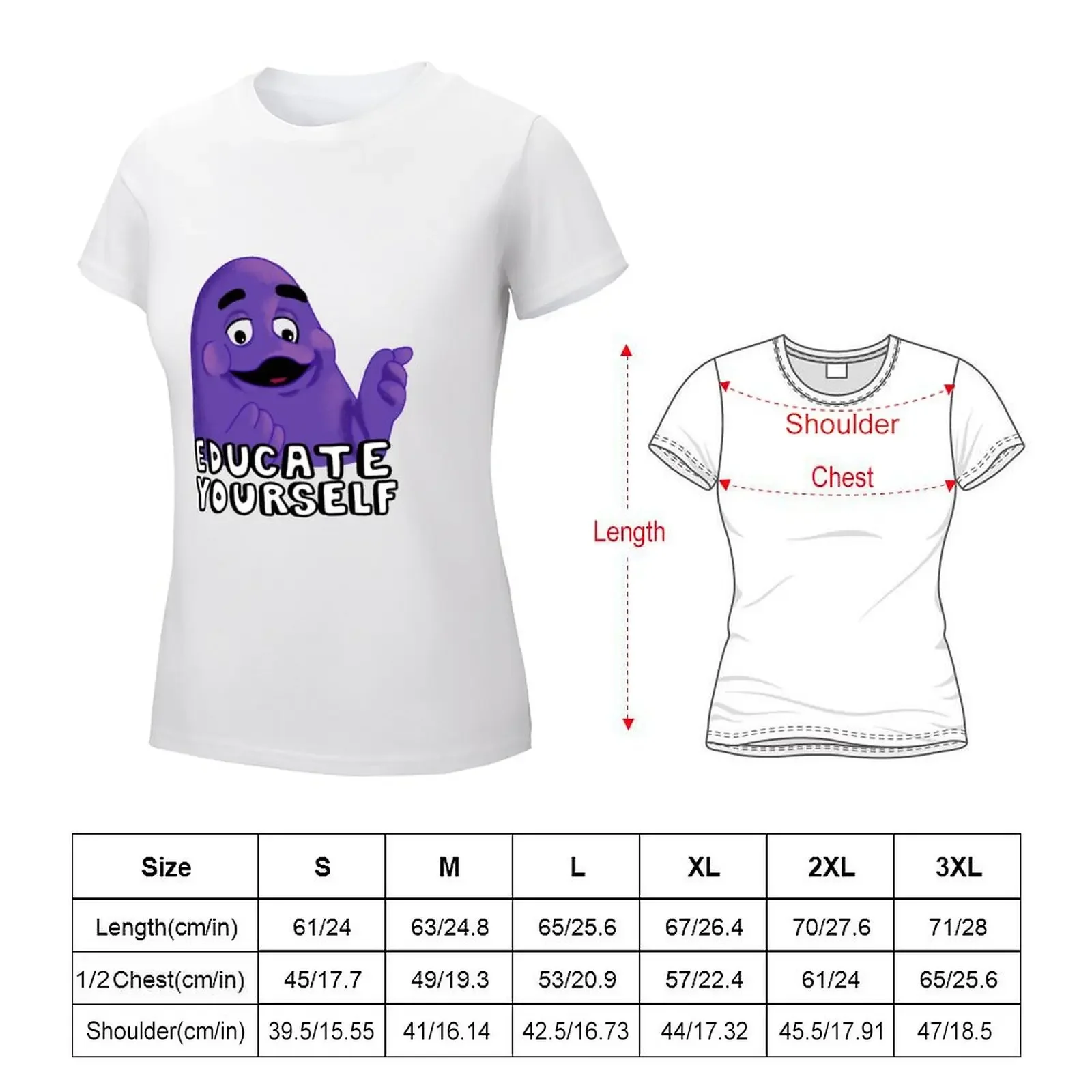 Grimace educate yourself T-shirt summer top shirts graphic tees oversized t shirts for Women