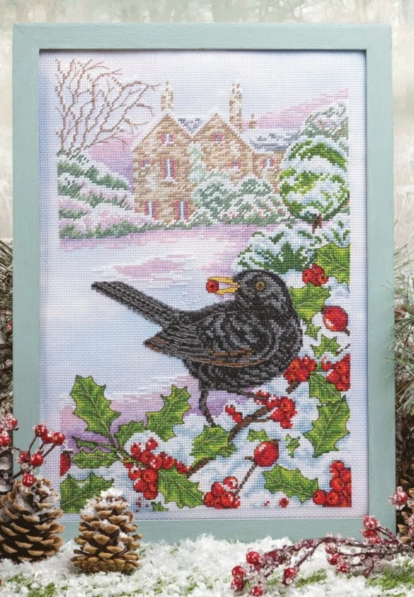 winter Blackbird 32-43 DIY Cross Stitch Kit Aida 14CT 14CT Canvas Fabric Embroidery Set Living Room Decor