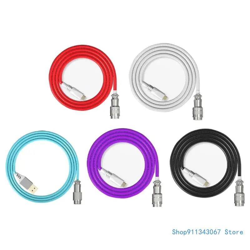 

Coiled Keyboard Cable Double Sleeved Cable USB C Aviators Connector for Customs Mechanical Gaming Drop shipping